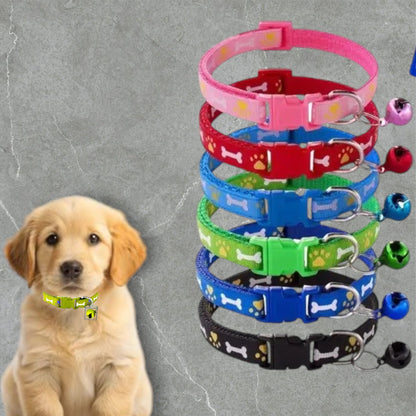 Adjustable Nylon Dog Collar with Bell – Stylish