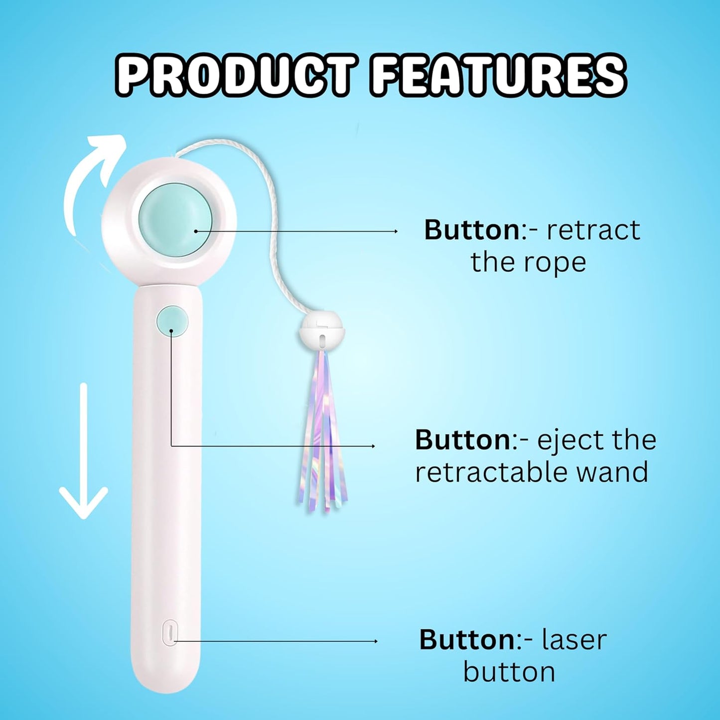 Retractable Cat Wand with Laser