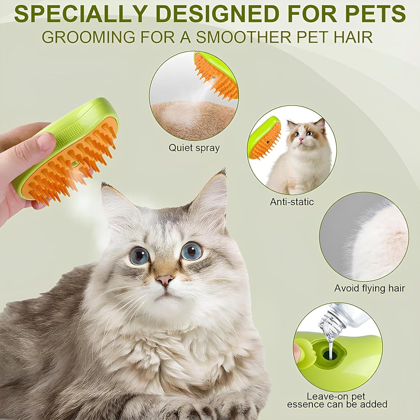 3-in-1 Pet Grooming Steam Brush