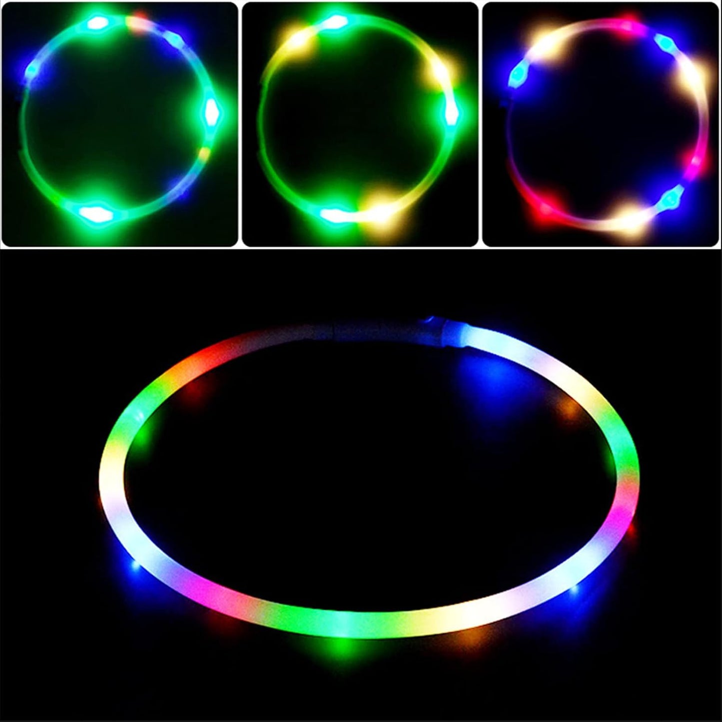Rechargeable LED Dog Collar (Multi-Color Glow, USB Charging)