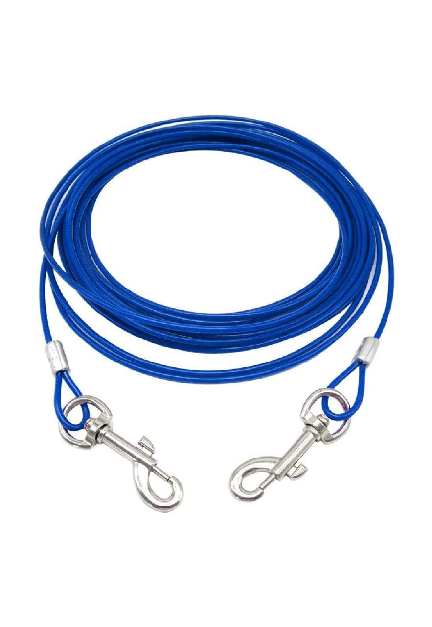 Durable 15ft Dog Tie-Out Cable (Blue)