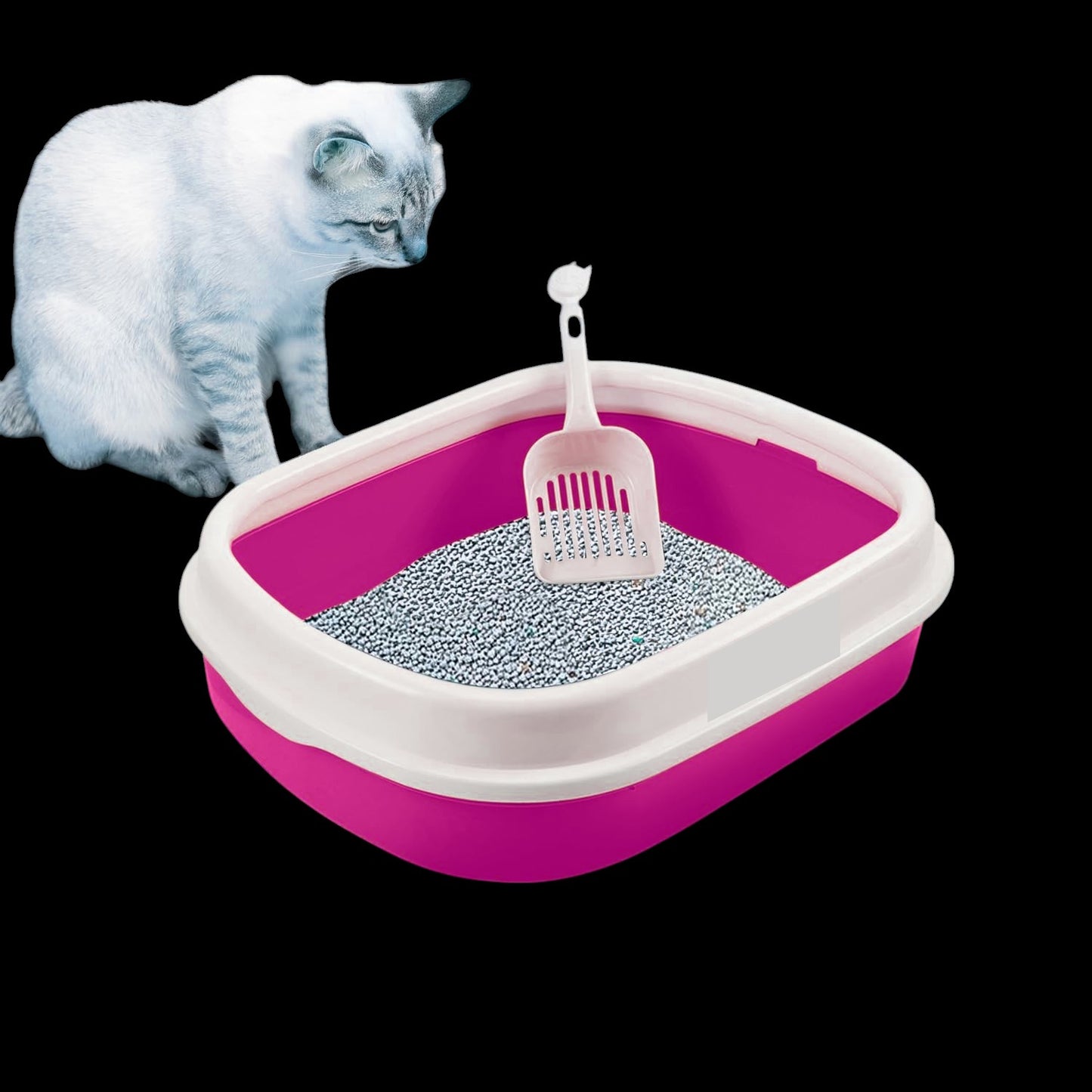 Spacious Cat Litter Tray with Cover & Scoop